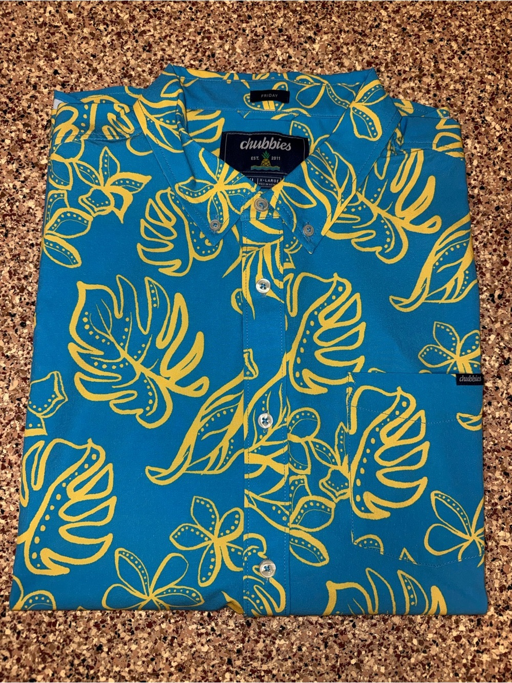 Men’s Chubbies Tropical Leaves Swim Casual Shirt Button Down XL / 4T shorts